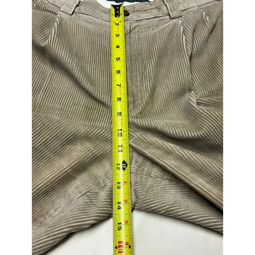 LL Bean Classic Fit Corduroy Pleated Pants Tan Mens Size 38x31‎